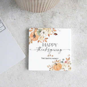 Pumpkins Thanksgiving Dinner Square Paper Coaster