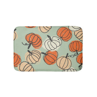 Pumpkins: Thanksgiving seamless pattern. Bath Mat