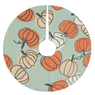 Pumpkins: Thanksgiving seamless pattern. Brushed Polyester Tree Skirt