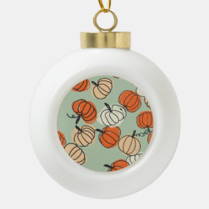 Pumpkins: Thanksgiving seamless pattern. Ceramic Ball Christmas Ornament