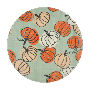 Pumpkins: Thanksgiving seamless pattern. Cutting Board