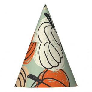 Pumpkins: Thanksgiving seamless pattern. Party Hat