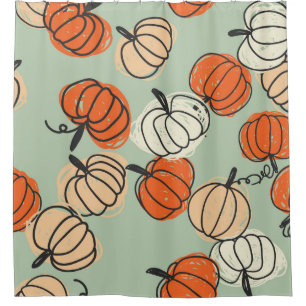 Pumpkins: Thanksgiving seamless pattern. Shower Curtain
