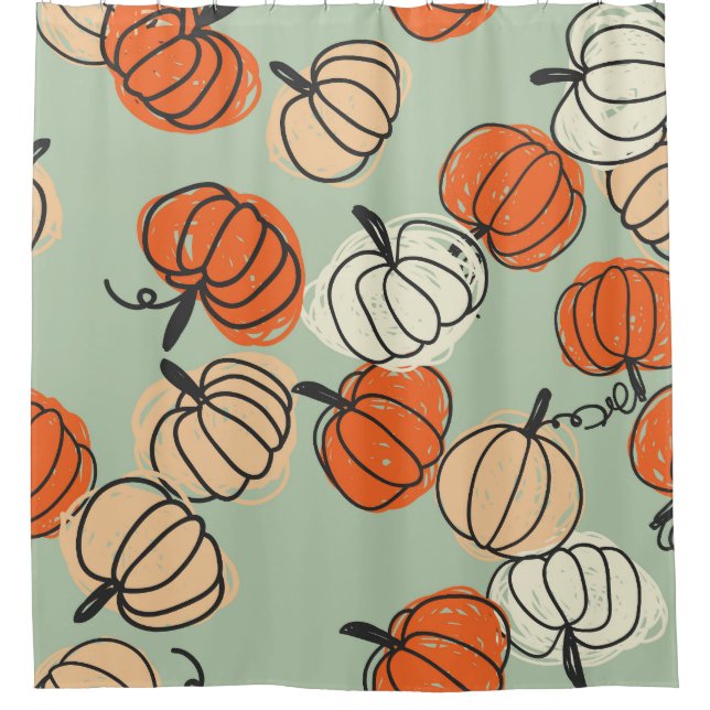 Pumpkins: Thanksgiving seamless pattern. Shower Curtain (Front)