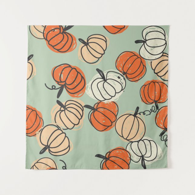 Pumpkins: Thanksgiving seamless pattern. Tapestry (Front)
