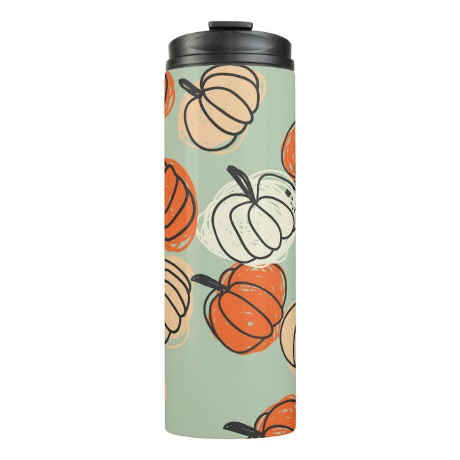 Pumpkins: Thanksgiving seamless pattern. Thermal Tumbler (Front)
