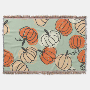 Pumpkins: Thanksgiving seamless pattern. Throw Blanket