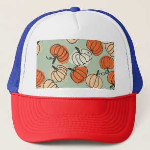 Pumpkins: Thanksgiving seamless pattern. Trucker Hat