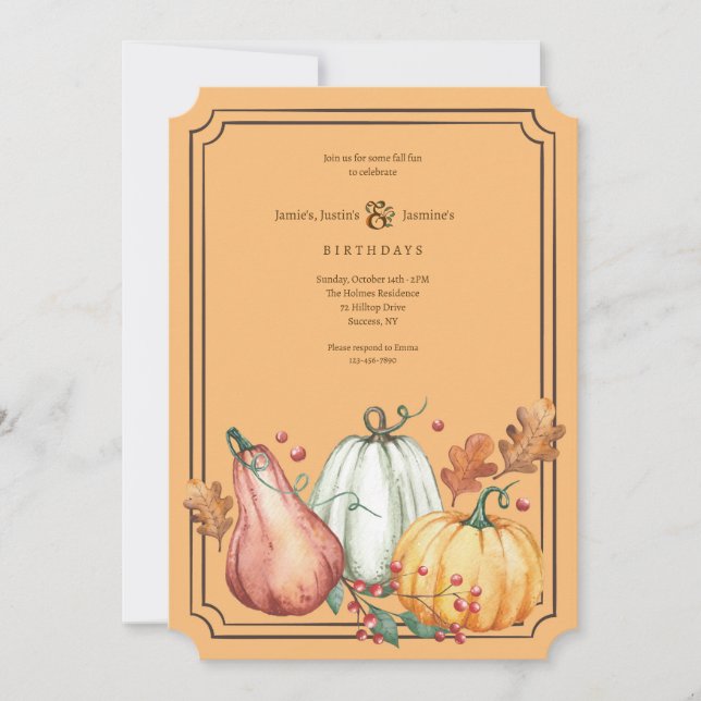 Pumpkins Three Invitation (Front)