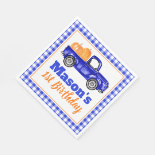 Pumpkins Truck Pumpkin Patch - Blue Truck Napkin
