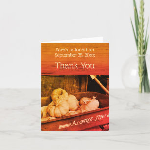 Pumpkins Wagon Vintage Fall Personalised Wedding  Thank You Card