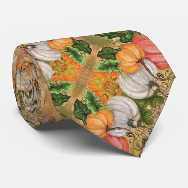 Pumpkins - Watercolor Art - Tie (Rolled)
