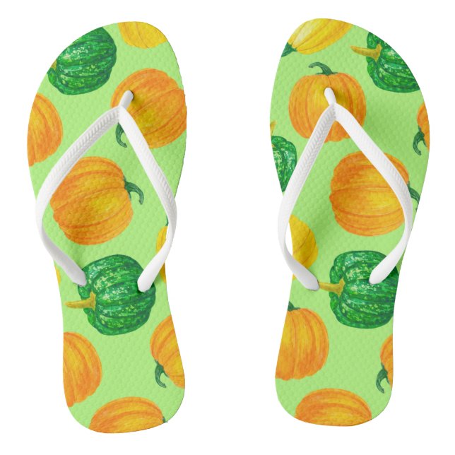 Pumpkins watercolor pattern 2 thongs (Footbed)