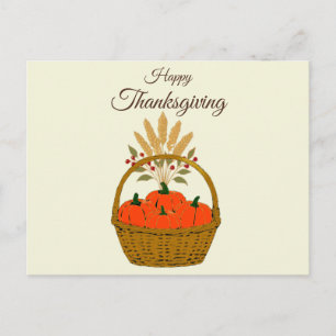 📮 **Pumpkins & Wheat Basket Postcard