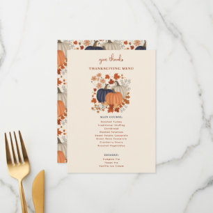 Pumpkins Wildflowers Thanksgiving Dinner Menu