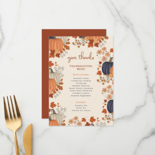 Pumpkins Wildflowers Thanksgiving Dinner Menu
