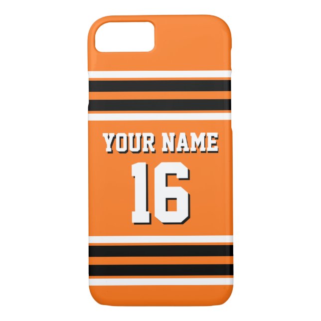 Pumpkn Orange Black Team Jersey Custom Number Name Case-Mate iPhone Case (Back)