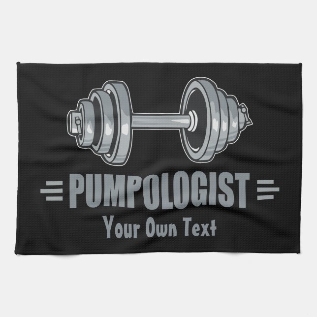 Pumpologist Pumping Iron Weightlifting Tea Towel (Horizontal)