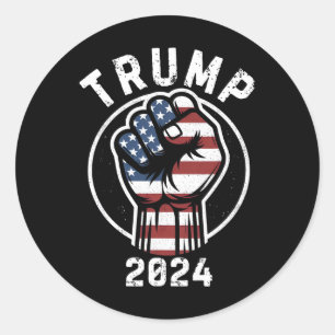 Pumps Fist Vote Republican 2024 Usa Men Women Classic Round Sticker