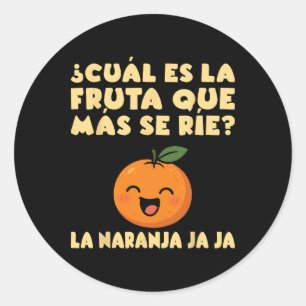 Pun Fruit Joke Funny Maestra School Spanish Teache Classic Round Sticker