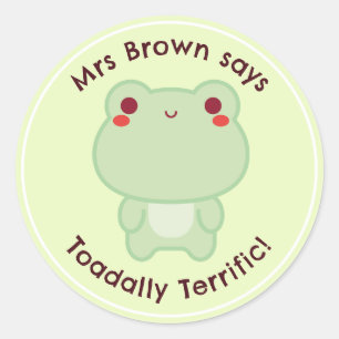 Pun Reward Stickers Frog Teacher Personalised