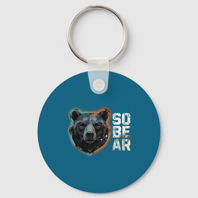Pun Sober Bear SoBear Recovery Sobriety Laugh Key Ring (Front)