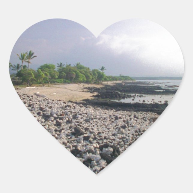 Punaluʻu Black Sand Beach Hawaii Big Island Heart Sticker (Front)