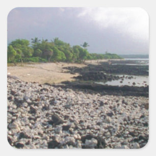 Punaluʻu Black Sand Beach Hawaii Big Island Square Sticker