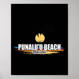 Punalu'u Beach Hawaii Retro Surfing Beach For Men  Poster