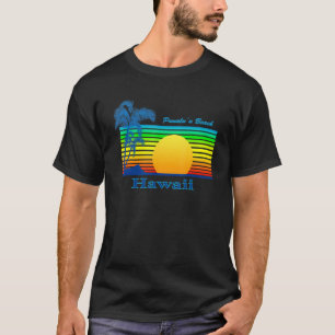 Punalu'u Beach Hawaii Retro Tropical Beach Sunset T-Shirt