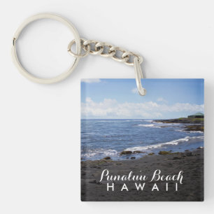 Punalu'u Black Sand Beach Hawaii Key Ring