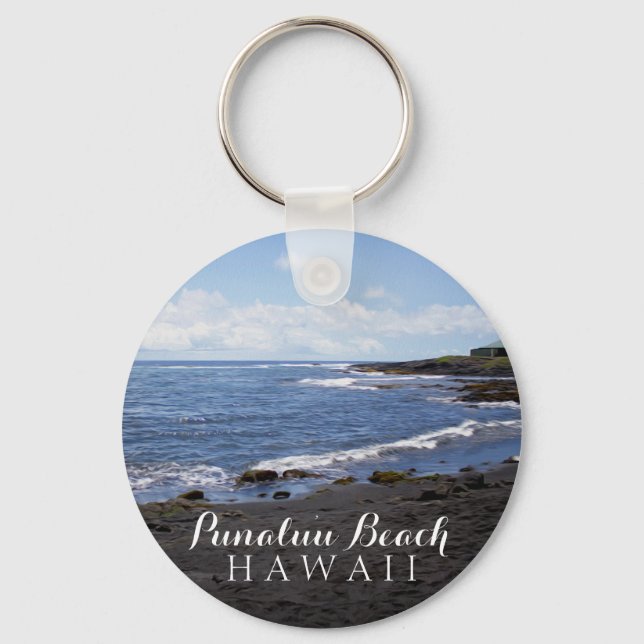 Punalu'u Black Sand Beach Hawaii Key Ring (Front)