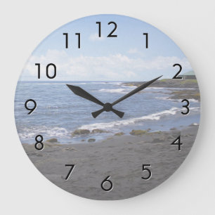 Punalu'u Black Sand Beach Hawaii Large Clock