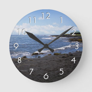 Punalu'u Black Sand Beach Hawaii Round Clock