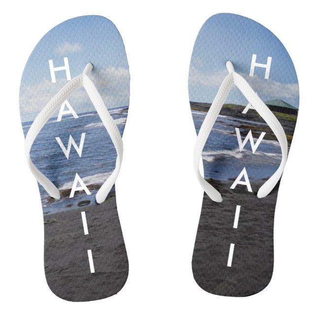 Punalu'u Black Sand Beach Hawaii w/ Text Thongs (Footbed)