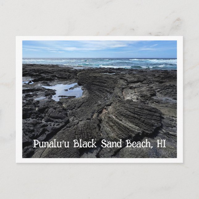Punalu'u Black Sand Beach, HI Postcard (Front)