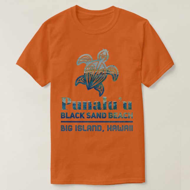 Punaluu Black Sand Beach Turtle T-Shirt (Design Front)