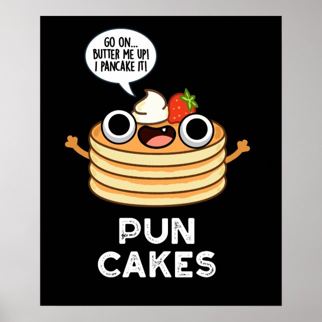 Puncakes Funny Pancake Pun Dark BG Poster (Front)