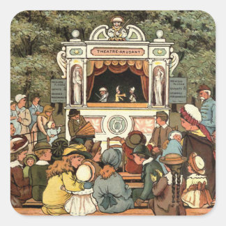 Punch and Judy Puppet Show" Square Sticker