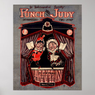 Punch and Judy Puppets Remastered Illustration Poster