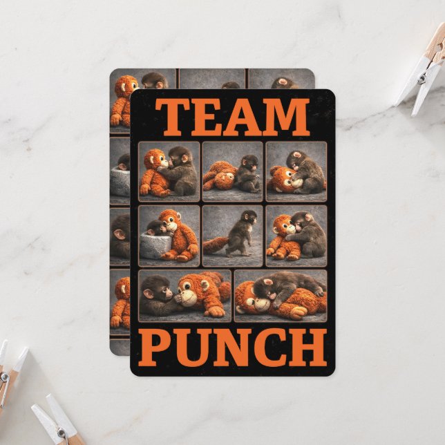 Punch Baby Monkey Invitation (Front/Back In Situ)