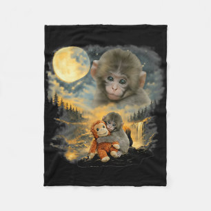 Punch baby monkey japanese macaque monkey lovers fleece blanket