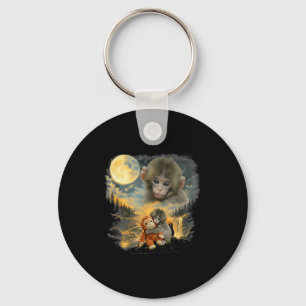 Punch baby monkey japanese macaque monkey lovers key ring