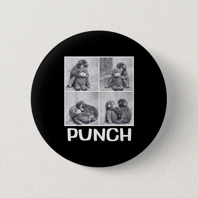 Punch baby monkey meme  6 cm round badge (Front)