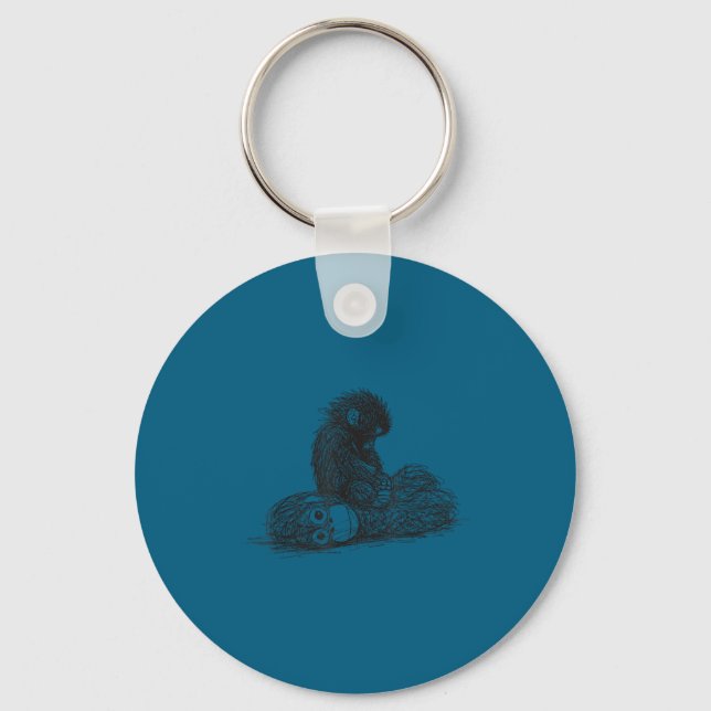 Punch baby monkey plush toy  key ring (Front)