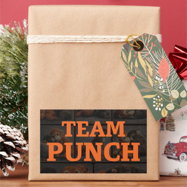 Punch Baby Monkey Rectangular Sticker (Holiday)