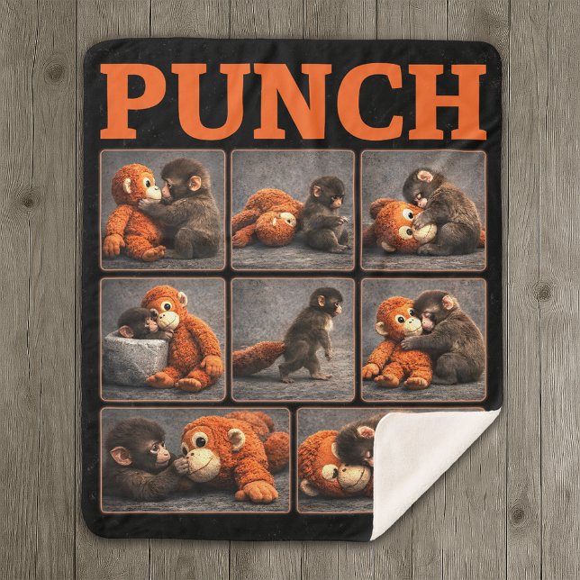 Punch Baby Monkey Sherpa Blanket (Creator Uploaded)