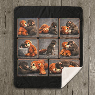 Punch Baby Monkey Sherpa Blanket