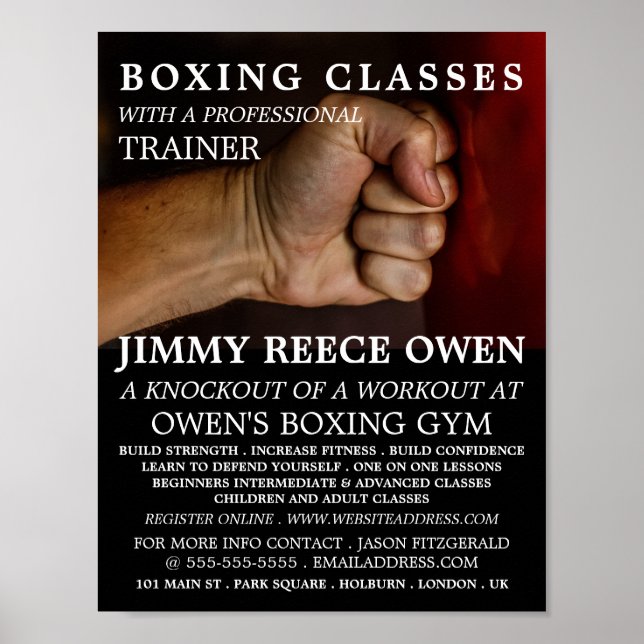Punch Bag, Boxing Class Advert Poster (Front)