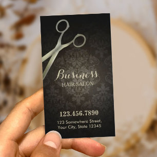 Punch Card   Anitique Scissor Damask Hair Salon